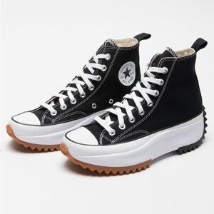 Converse Run Star Hike Hi canvas platform sneakers in black